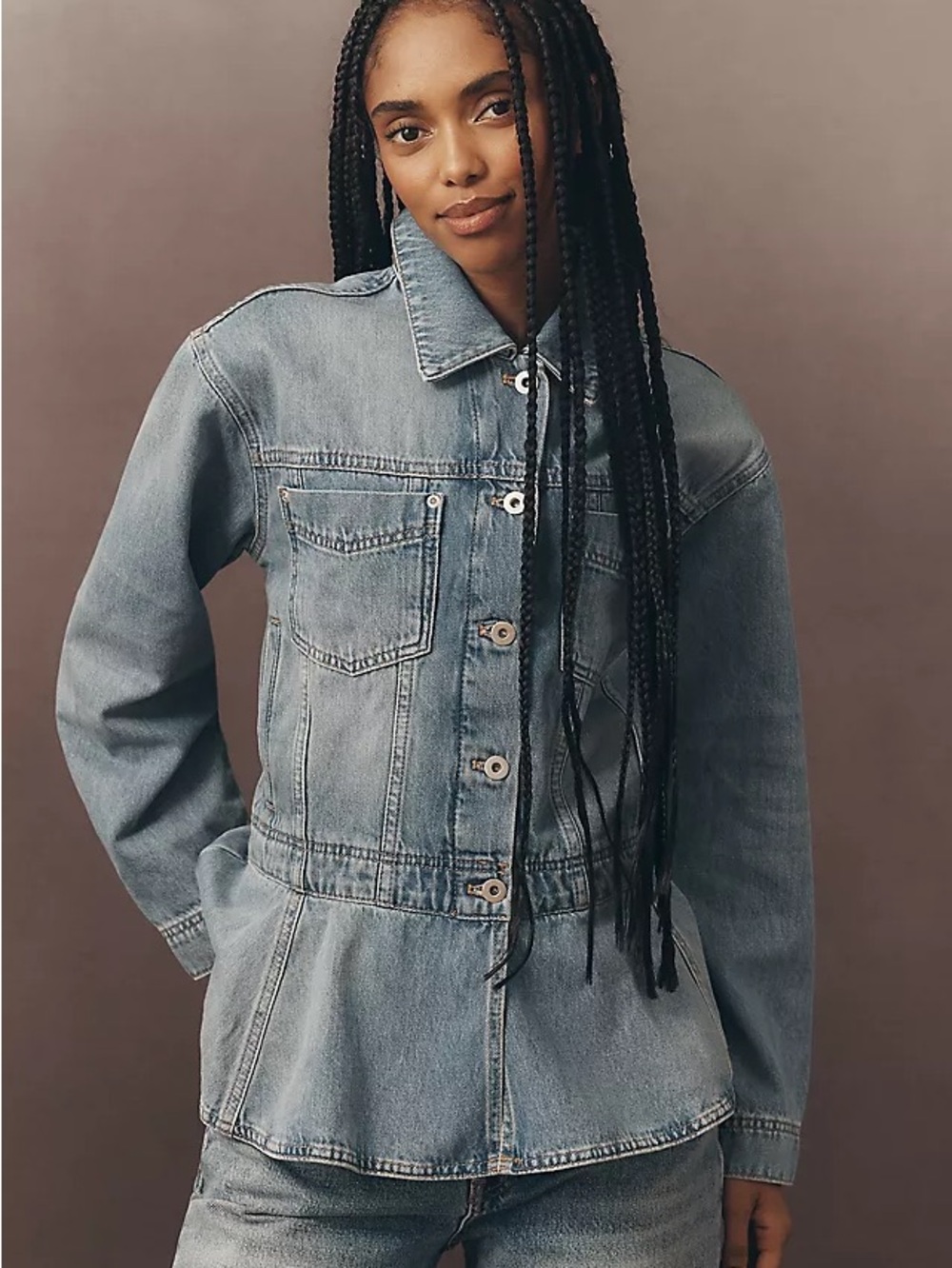 Pilcro Anthropologie Light Blue Drop Waist Denim Jacket-Medium-NWT